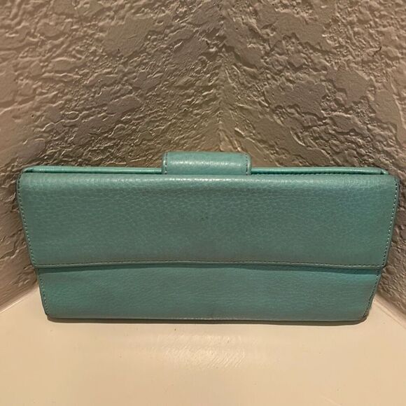 Tiffany & Co Long Cardholder Wallet Iconic Blue Leather Silver Lock Closure - Picture 2 of 13